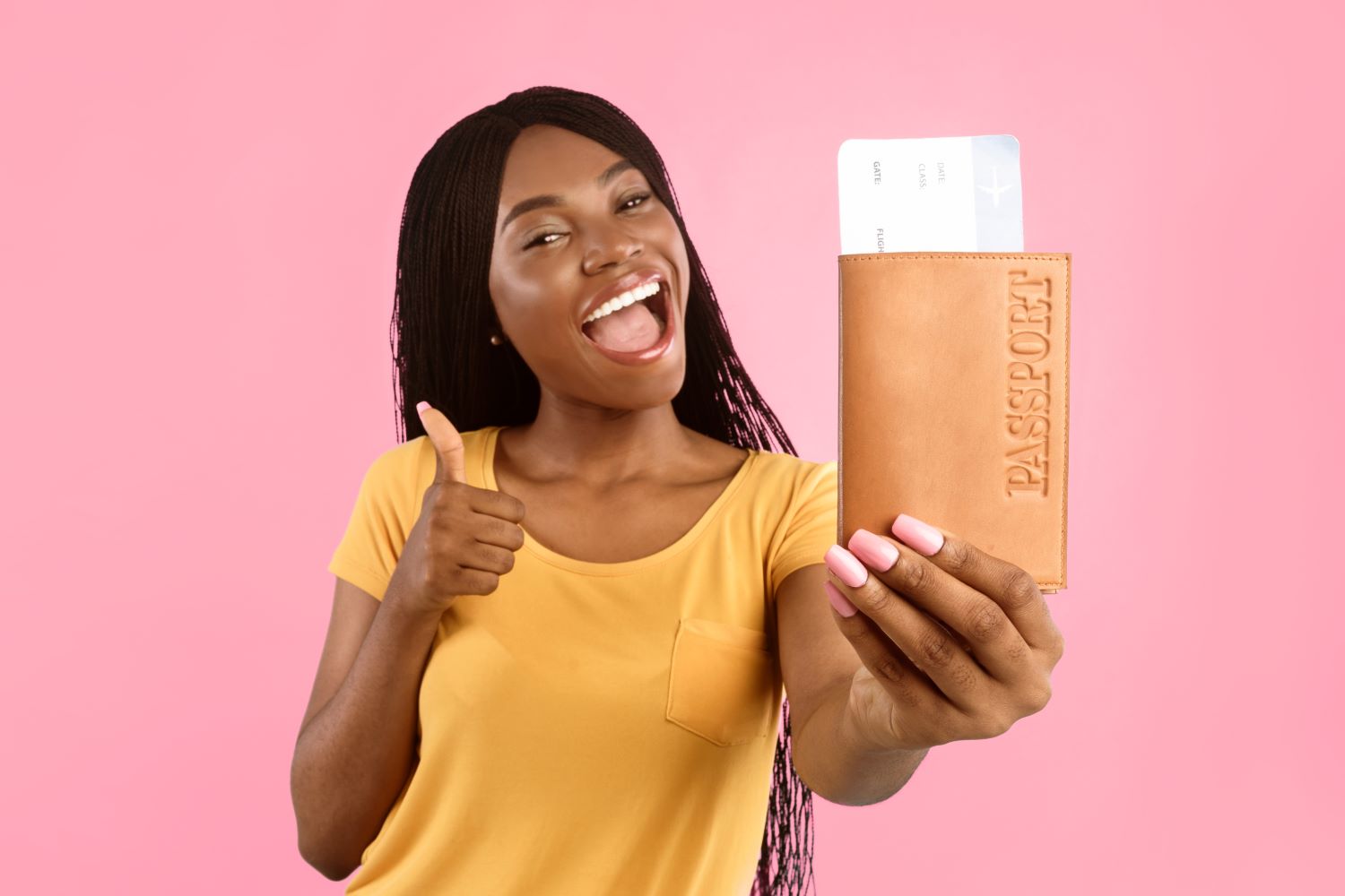 woman showing passport